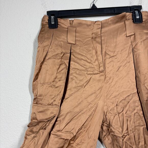 L'agence Womens 2 Paperbag Pants Brown High Waisted Straight Side Pockets - Picture 4 of 9